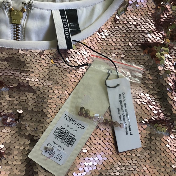 NWT Topshop colorchanging sequin top pink / gold - Picture 5 of 6